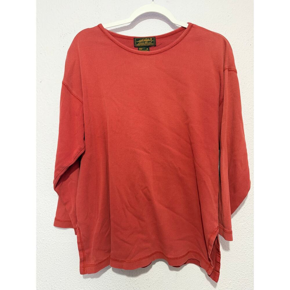 Vintage Eddie Bauer Red Long Sleeve 1990s Size M Gorpcore Grandma Boxy Slit